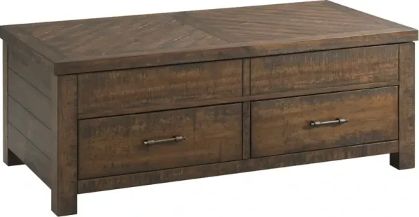 Elements International Jax Cherry Coffee Table with Lift Top