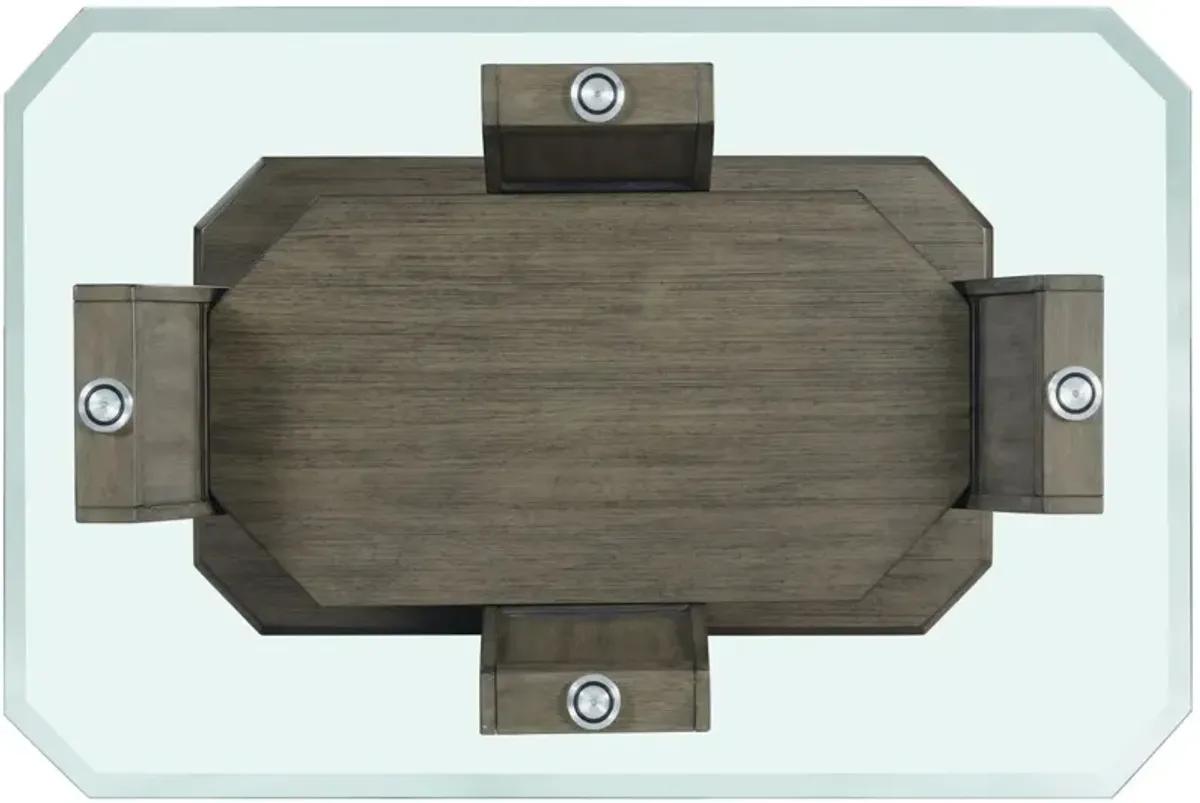 Elements International Dapper Glass Top Rectangular Coffee Table with Gray Base