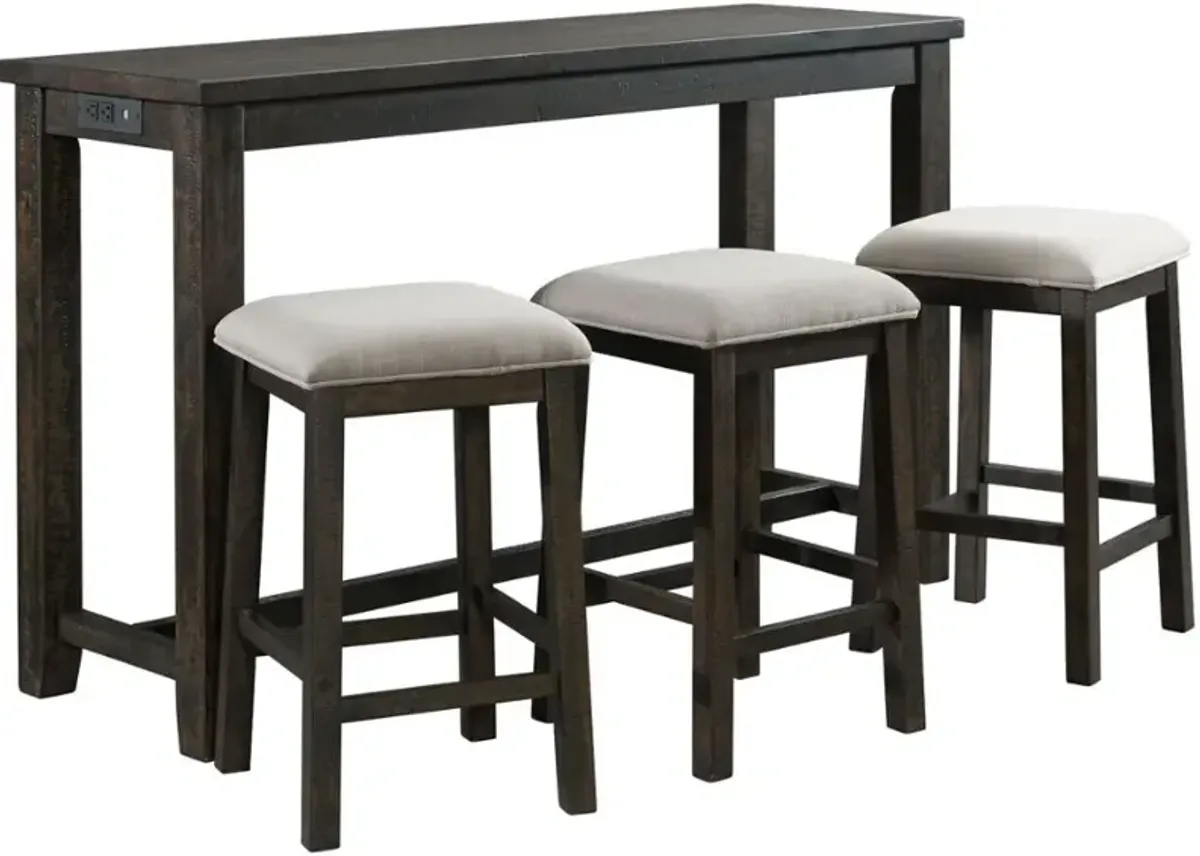 Elements International Stone Occasional 4-Piece Charcoal Occasional Bar Table Set