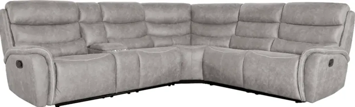 New ClassicÂ® Home Furnishings Kamari 3-Piece Gray Manual Reclining Sectional 