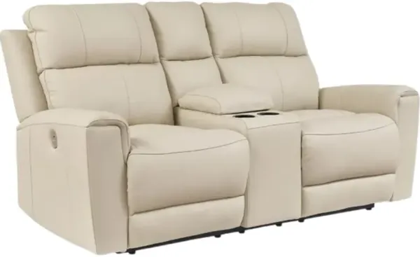 Signature Design by AshleyÂ® Dahlmoore Almond Double Power Reclining Loveseat with Console