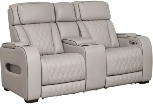 Signature Design by AshleyÂ® Boyington Gray Power Reclining Loveseat with Console