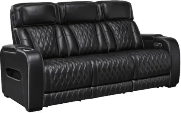 Signature Design by AshleyÂ® Boyington Black Power Reclining Sofa