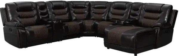 Elements International El Camino 7-Piece Marietta Brown Power Reclining Sectional