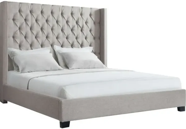 Elements International Morrow Gray King Upholstered Panel Bed