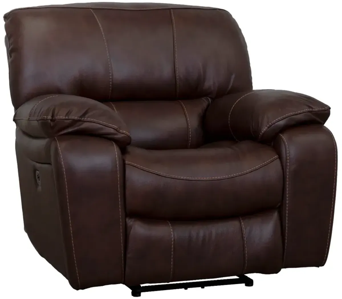 Man Wah Brown Leather Power Recliner