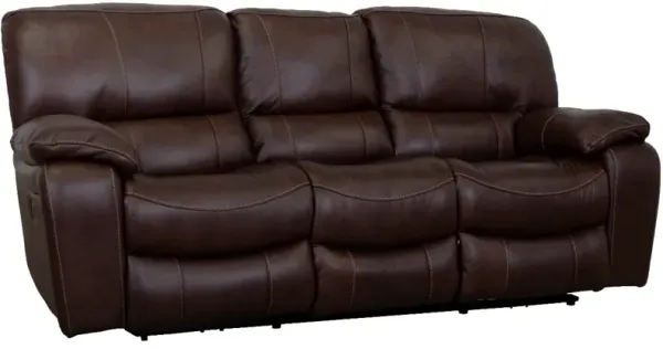Man Wah Brown Leather Power Reclining Sofa
