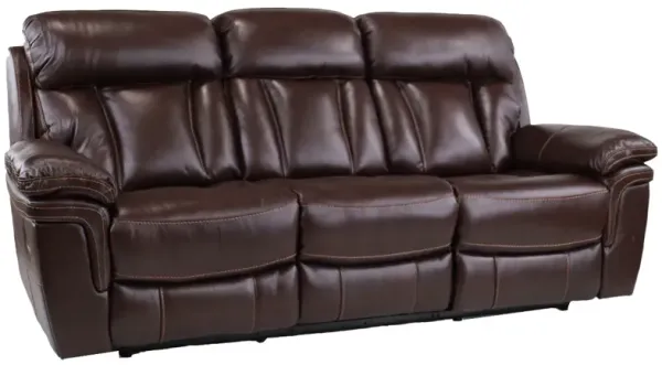 Man Wah Brown Leather Reclining Sofa
