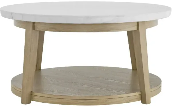 Steve Silver Co. Vida White Round Cocktail Table with Brown Base