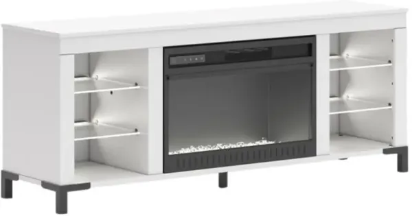 Signature Design by AshleyÂ® Brollevi Matte White TV Stand with Electric Fireplace