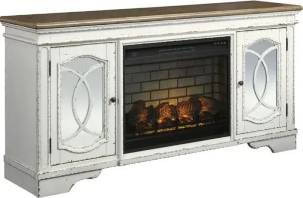 Signature Design by AshleyÂ® Realyn Chipped White TV Stand with Electric Fireplace