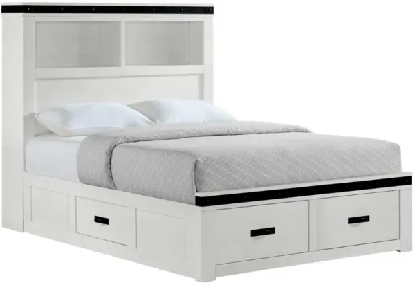 Elements International Wade White Full Bookcase Youth Bed
