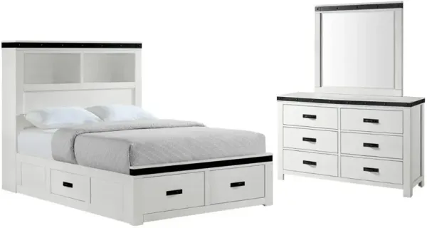 Elements International Wade 3-Piece White Full Bedroom Set