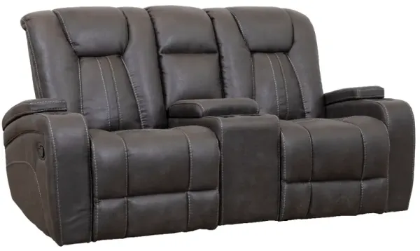 Man Wah Gray Reclining Glider Console Loveseat