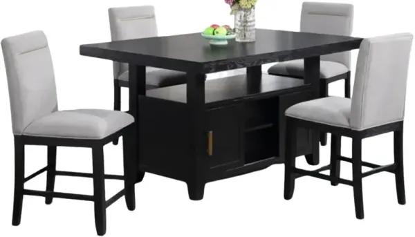 Steve Silver Co. Yves 5-Piece Charcoal/Gray Counter Height Dining Set