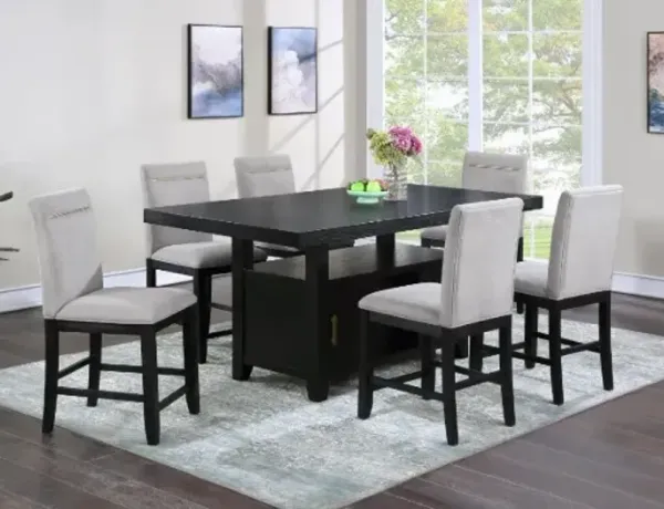 Steve Silver Co. Yves 7-Piece Charcoal/Gray Counter Dining Set