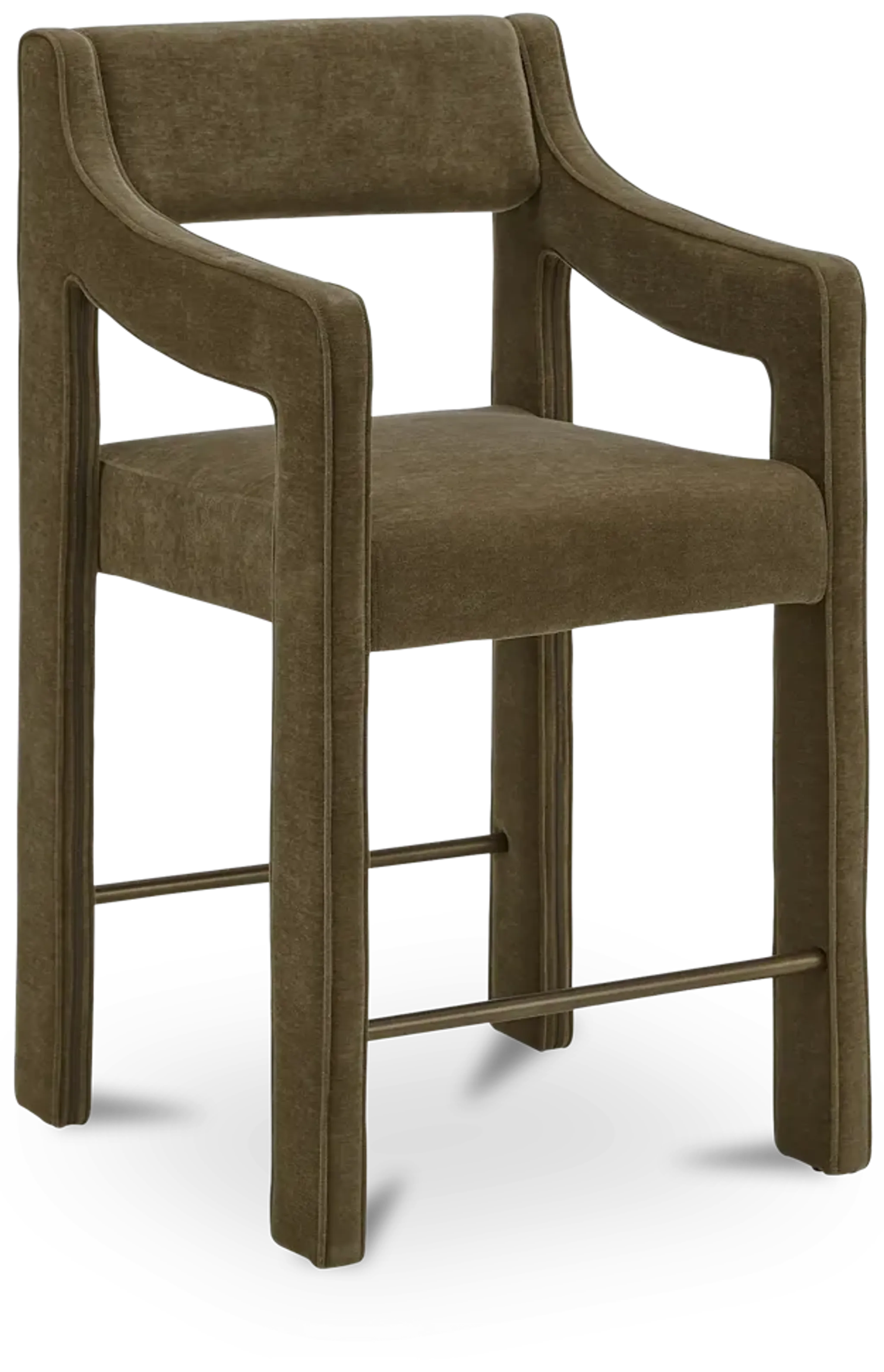 Elise Counter Stool In Ochre Fabric Modloft | Furniture.com