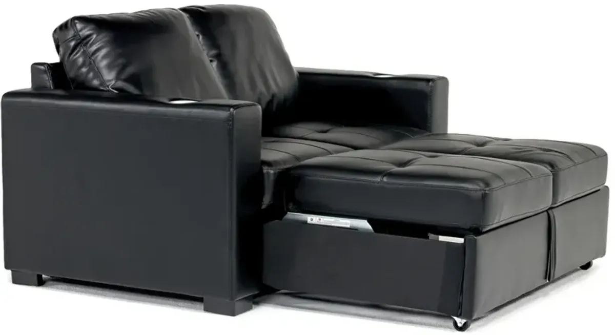 Luigi Full Sleeper Loveseat in Black