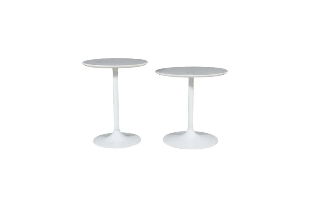 Camille Nesting Table in White Marble, Set of 2