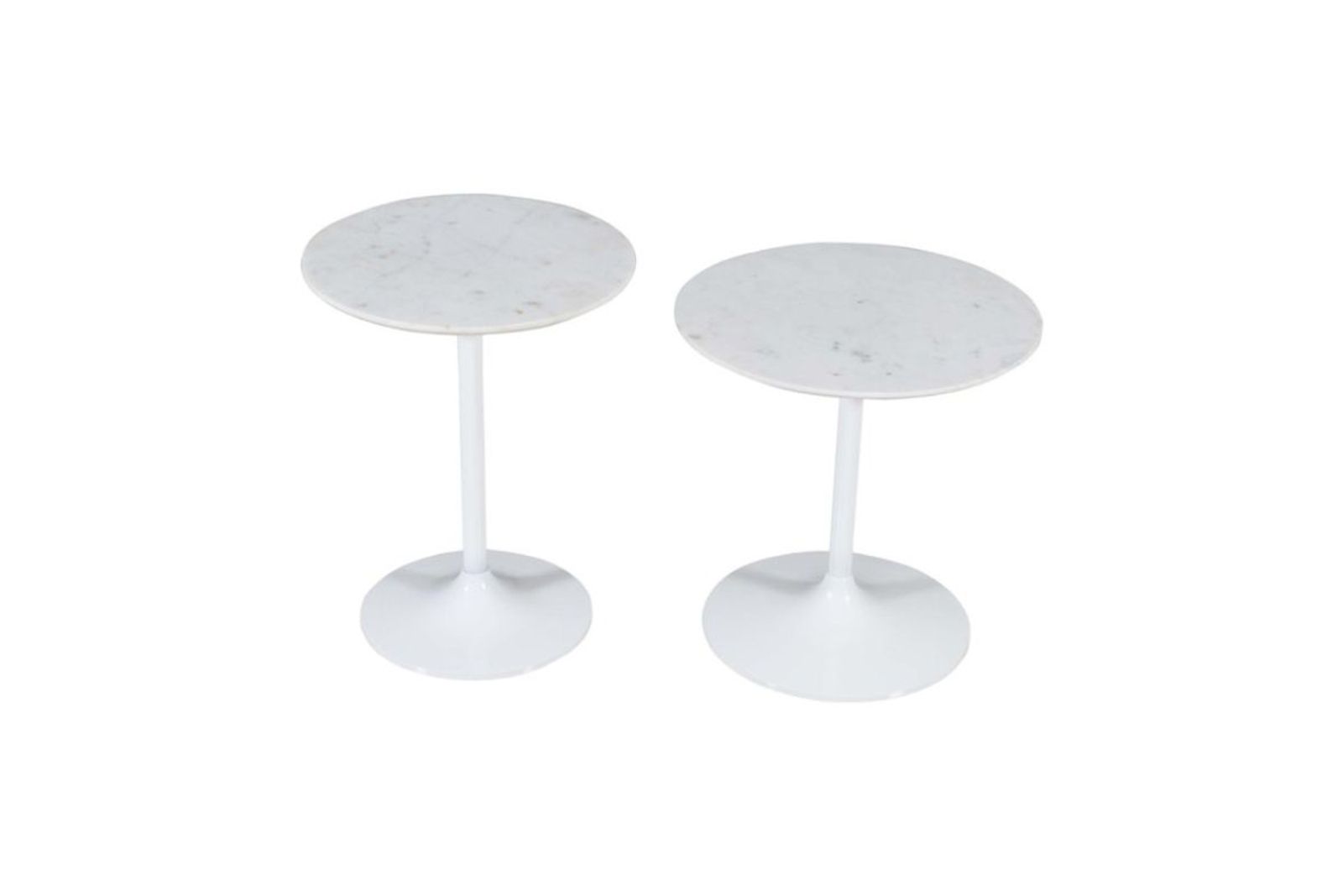 Camille Nesting Table in White Marble, Set of 2