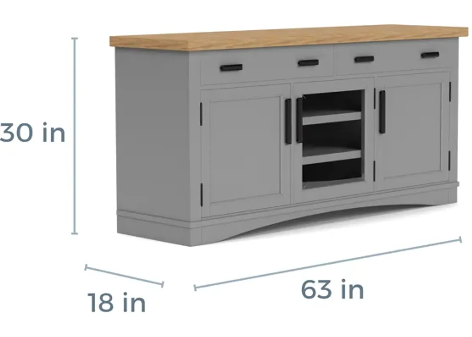 Americana Media Console in Gray, 63 Inch