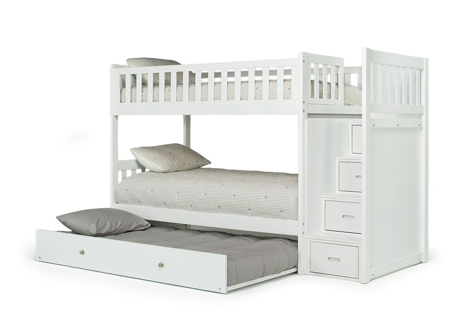 Harlow Bunk Bed w/ Trundle in White, Twin/Twin