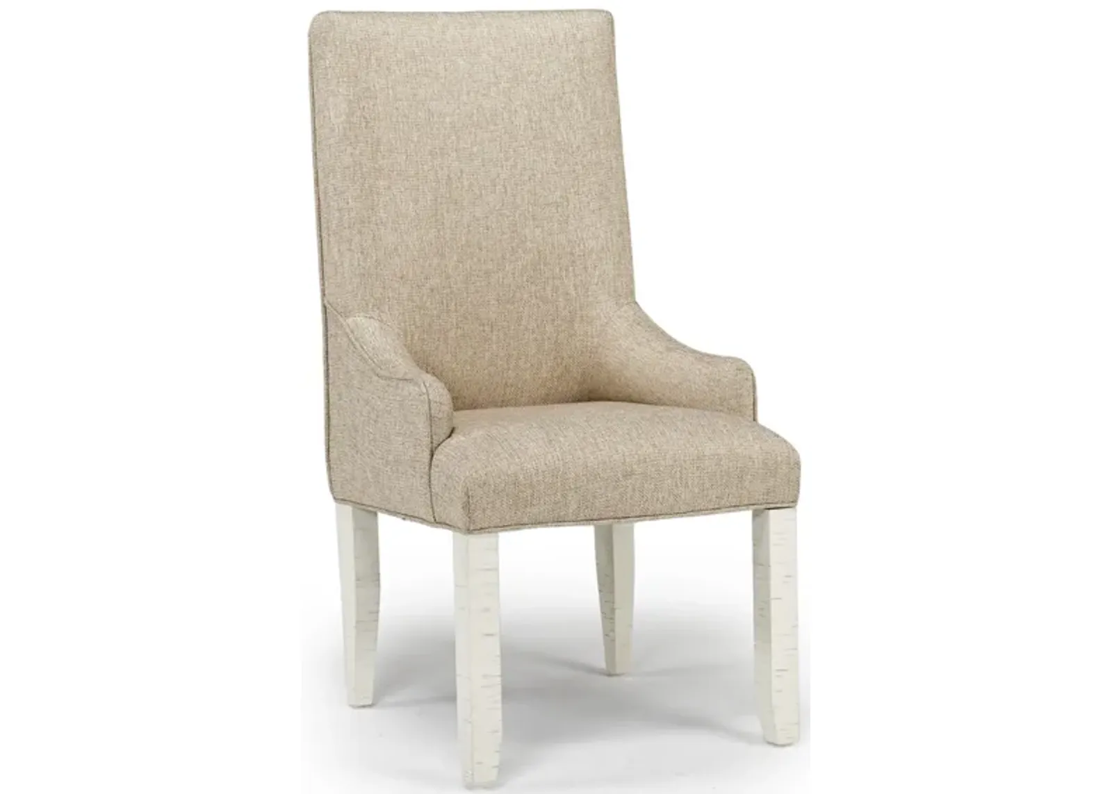 Stone Arm Chair in White, Upholstered