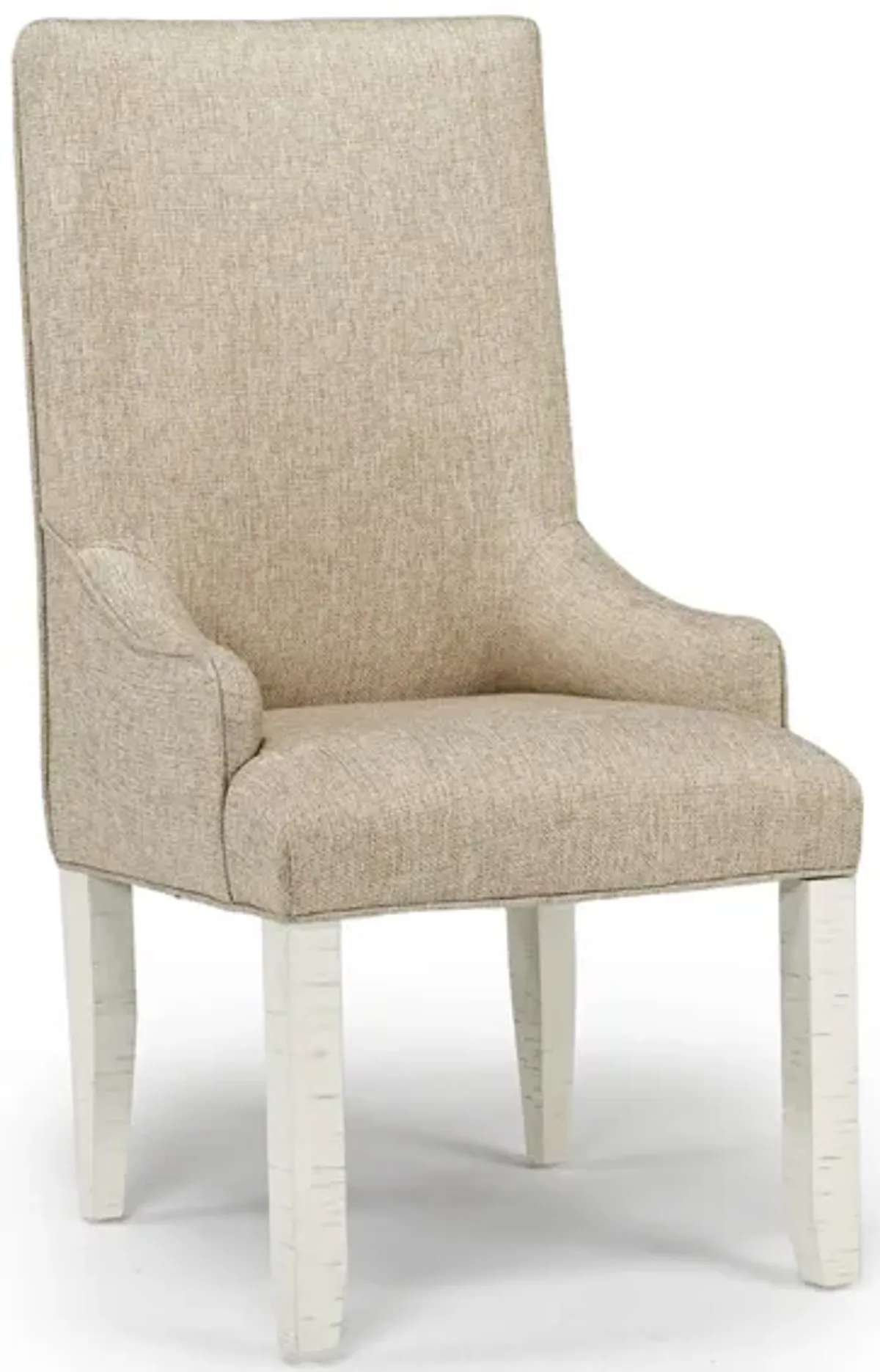 Stone Arm Chair in White, Upholstered