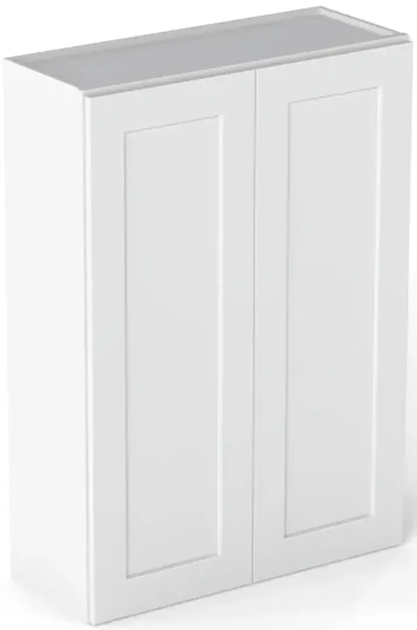 Elegant 2-Door Wall Cabinet w/ 2 Shelves  in White, 30in x 42in