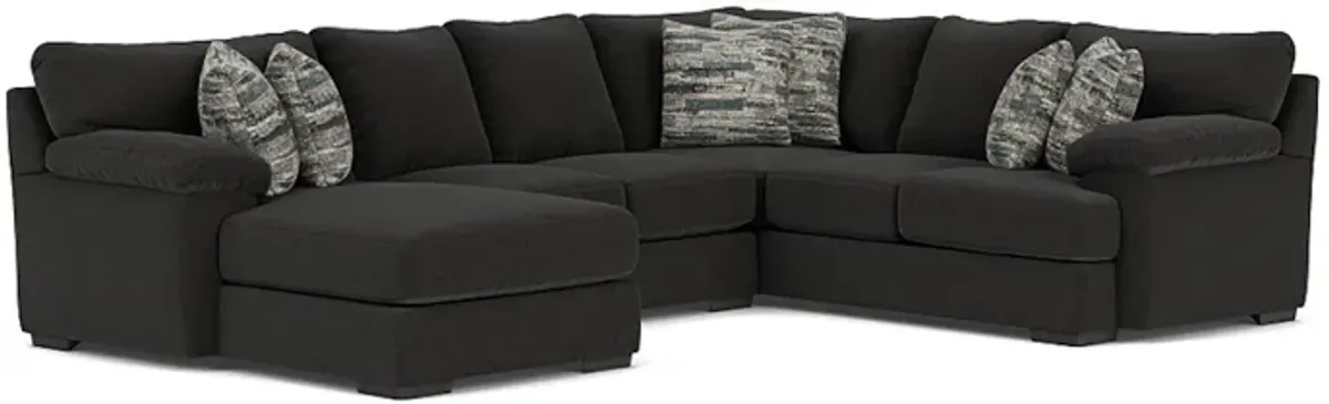 Bermuda Tux Loveseat Chaise Sectional in Cooper Sterling, Left Facing, Down