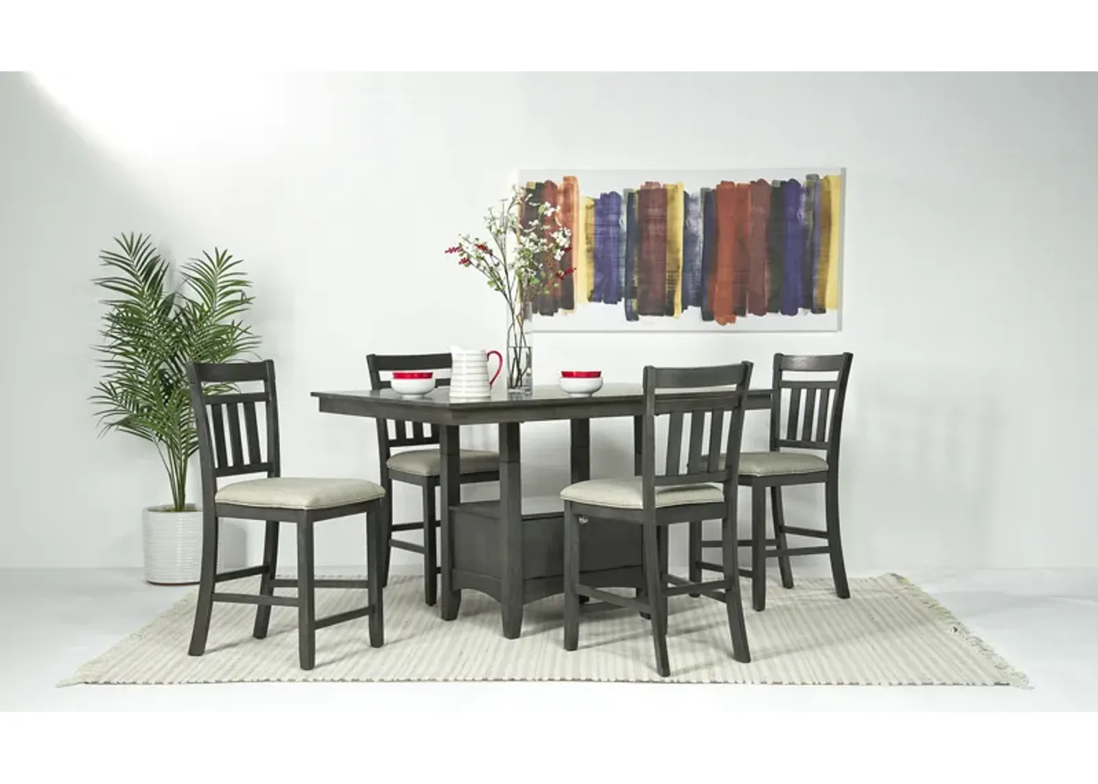 Miami Adjustable Dining Table & 4 Stools in Gray