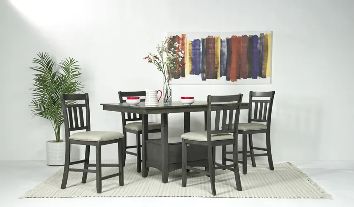 Miami Adjustable Dining Table & 4 Stools in Gray