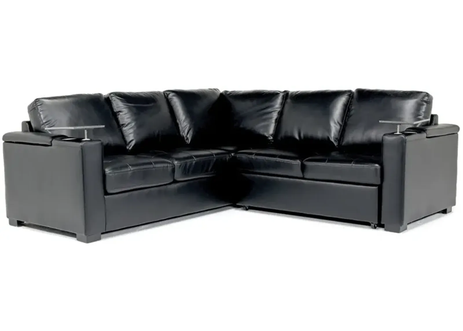 Luigi Full Tux Sleeper Sectional w/ USB Charger in Black, Right Facing