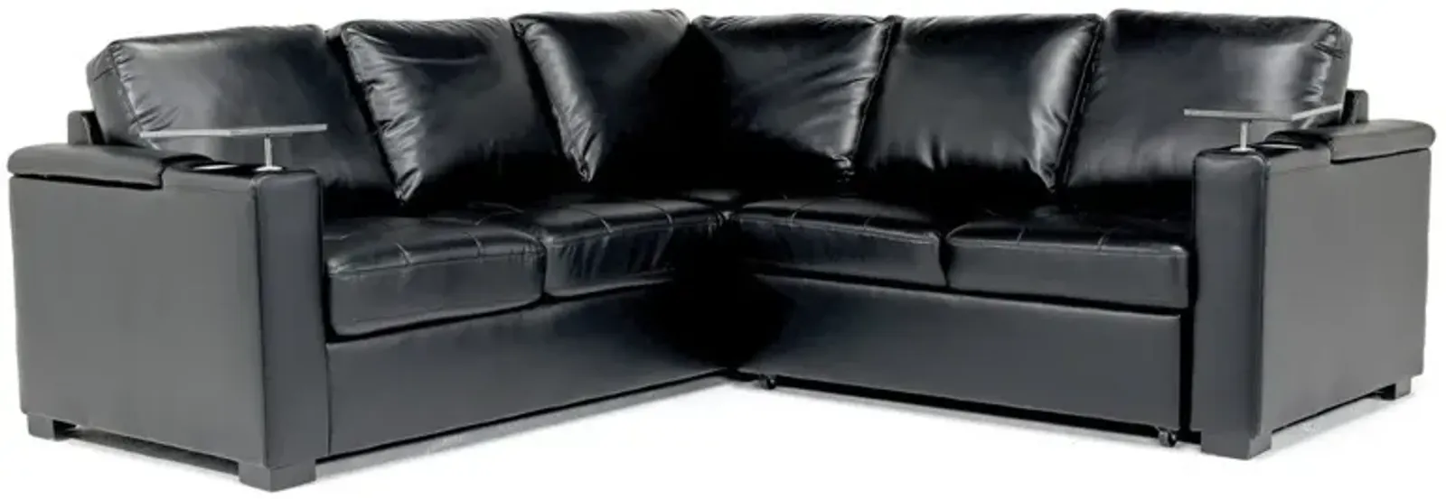 Luigi Full Tux Sleeper Sectional w/ USB Charger in Black, Right Facing