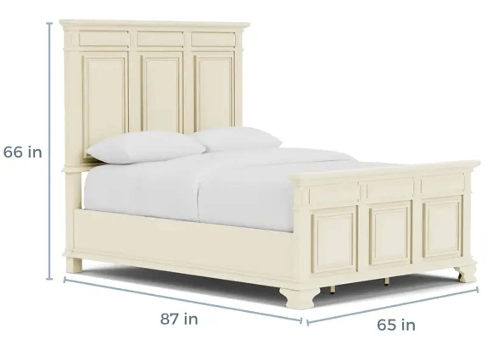 Calloway Panel Bed in White, Queen