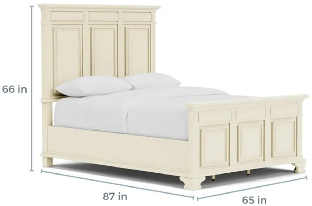 Calloway Panel Bed in White, Queen