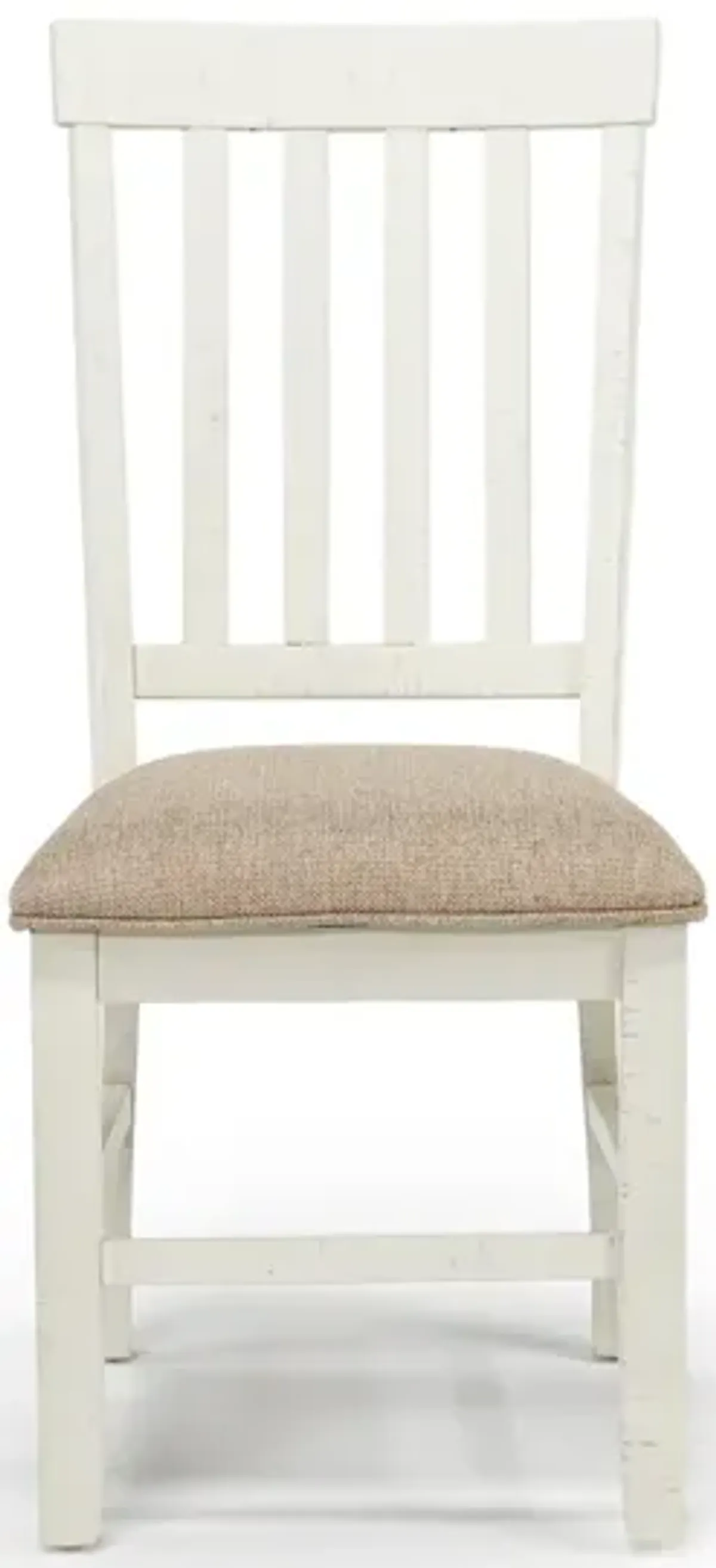 Stone Side Chair in White, Upholstered Slat