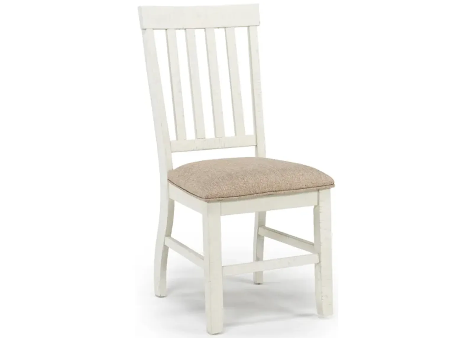 Stone Side Chair in White, Upholstered Slat