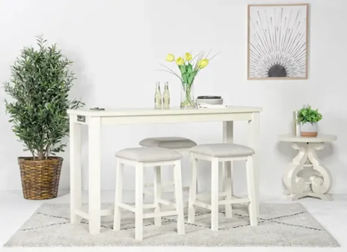 Stone Sofa Bar Table w/ Stools in White