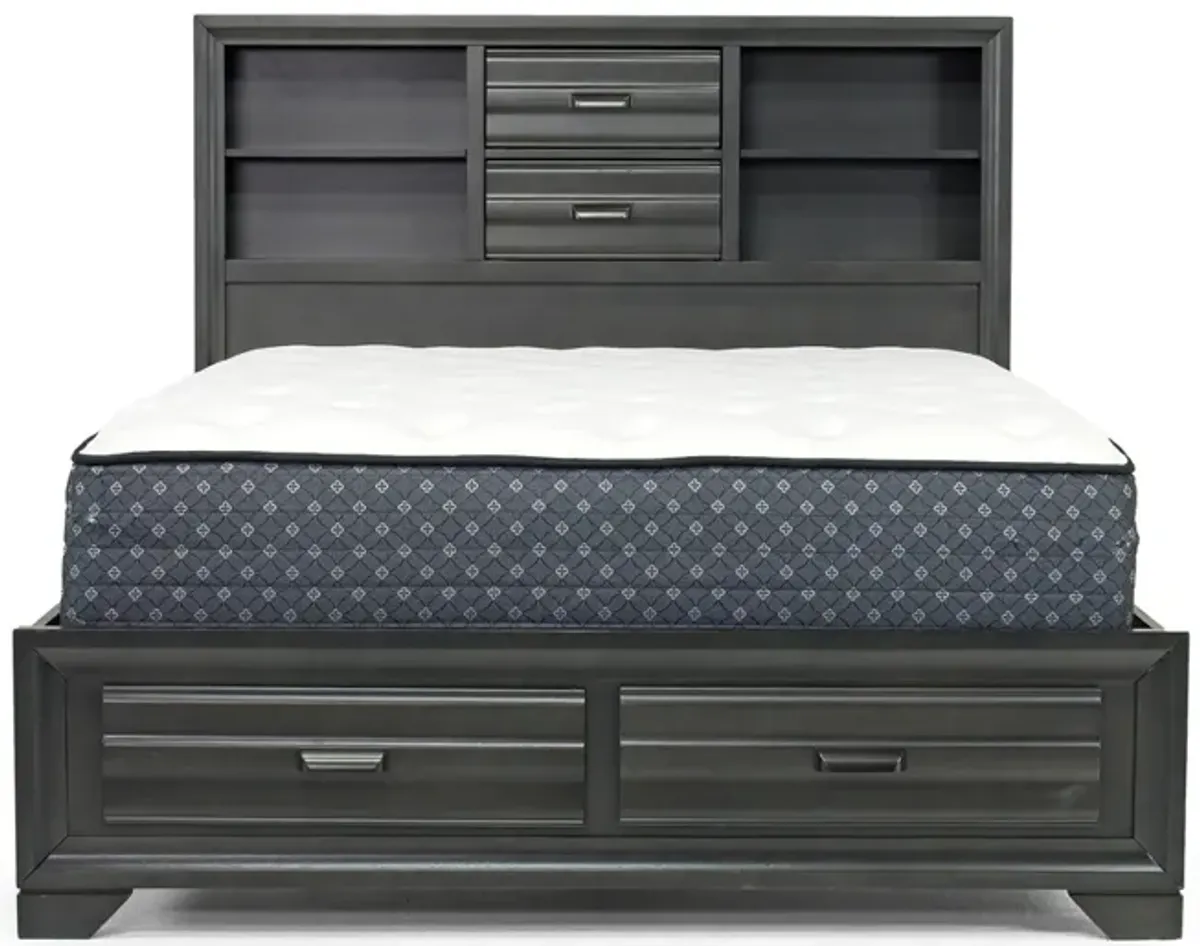 Andes Bookcase Bed w/ Storage in Charcoal, Full