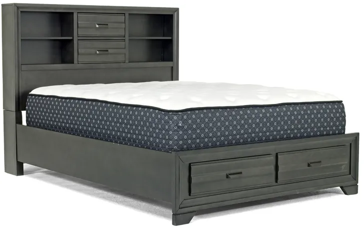 Andes Bookcase Bed w/ Storage in Charcoal, Full