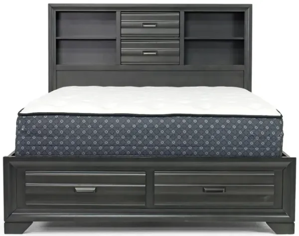 Andes Bookcase Bed w/ Storage in Charcoal, Full