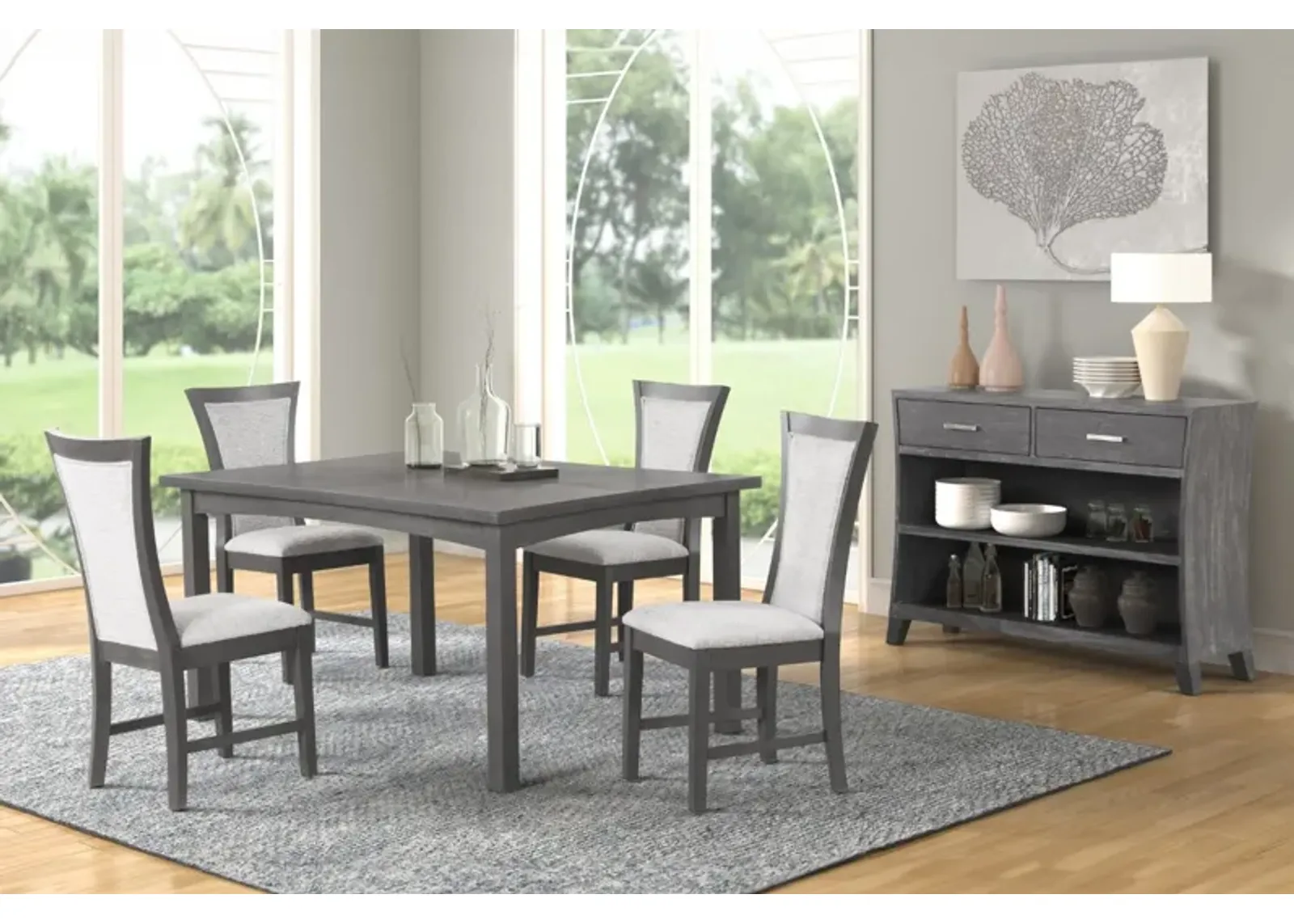 Flair Dining Table & 4 Chairs in Gray