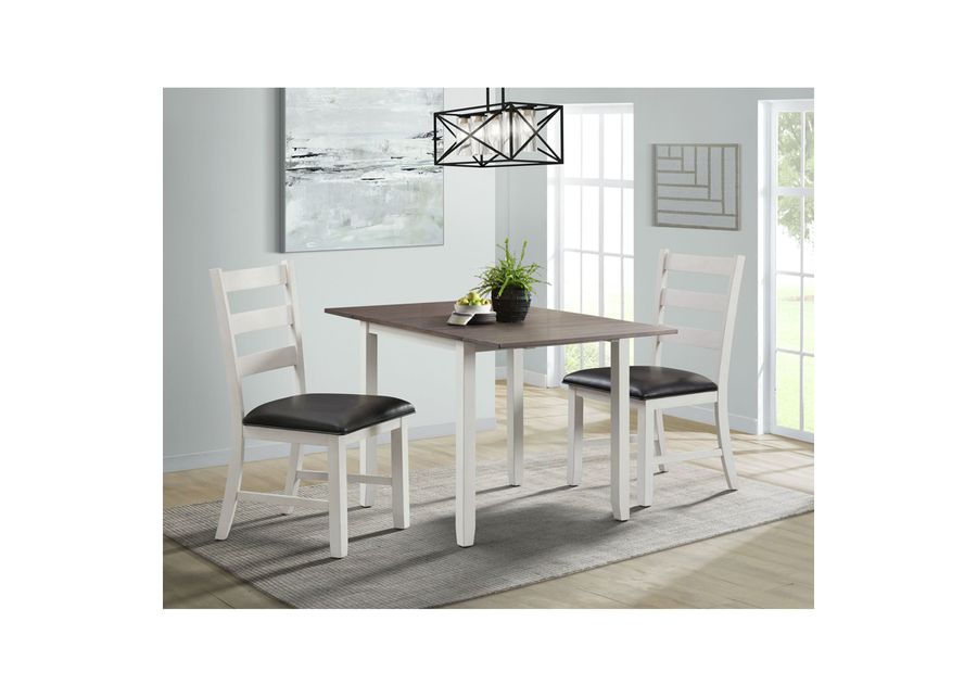 Tuttle Dining Table & 2 Chairs in White