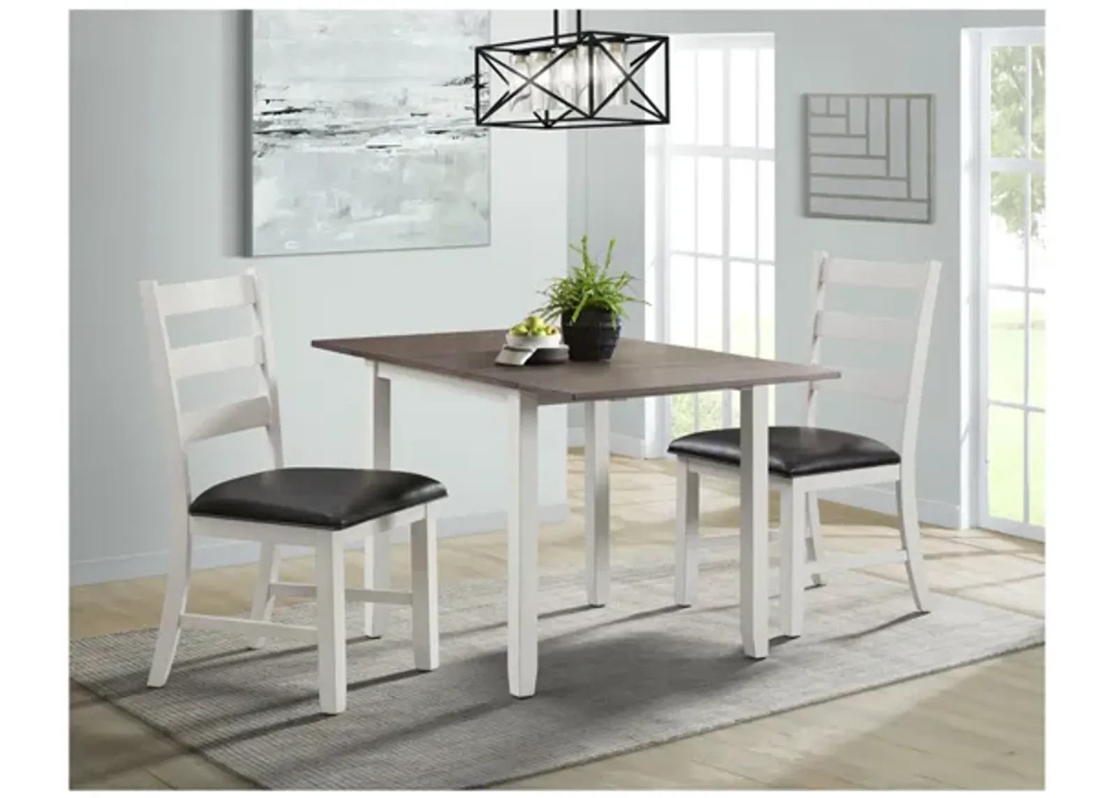 Tuttle Dining Table & 2 Chairs in White