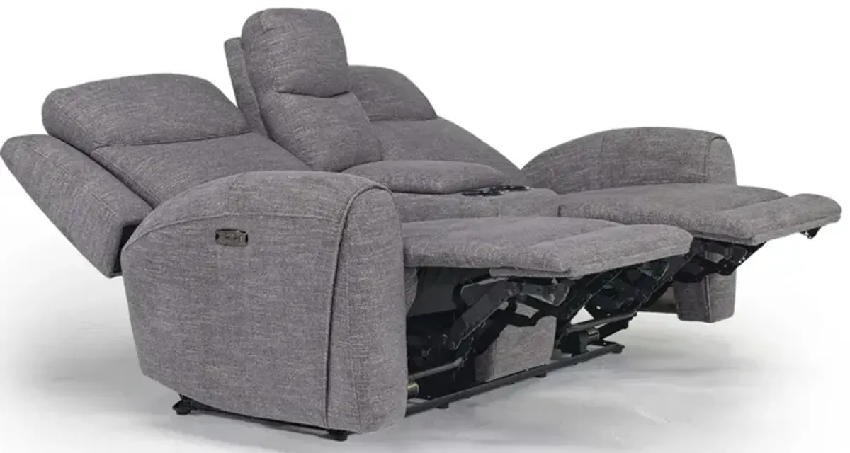 Mia 2 Power Console Loveseat in Gray