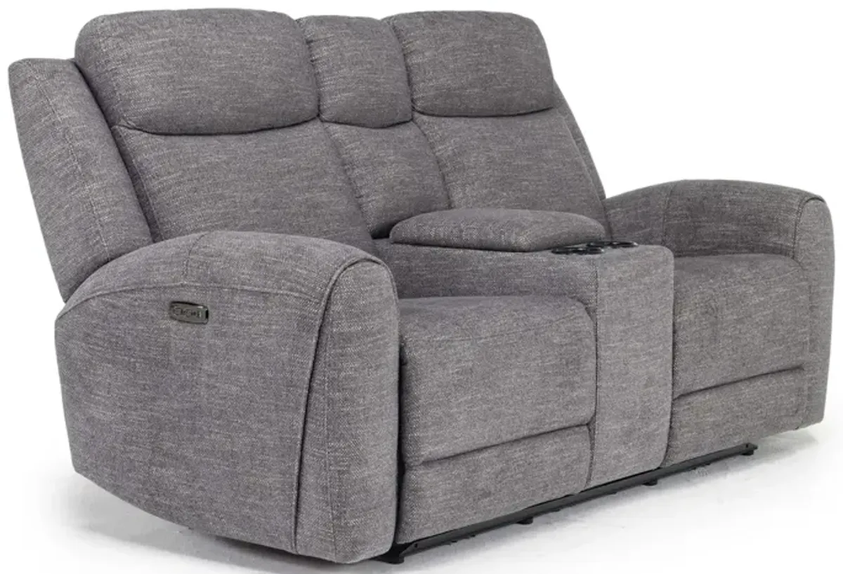 Mia 2 Power Console Loveseat in Gray