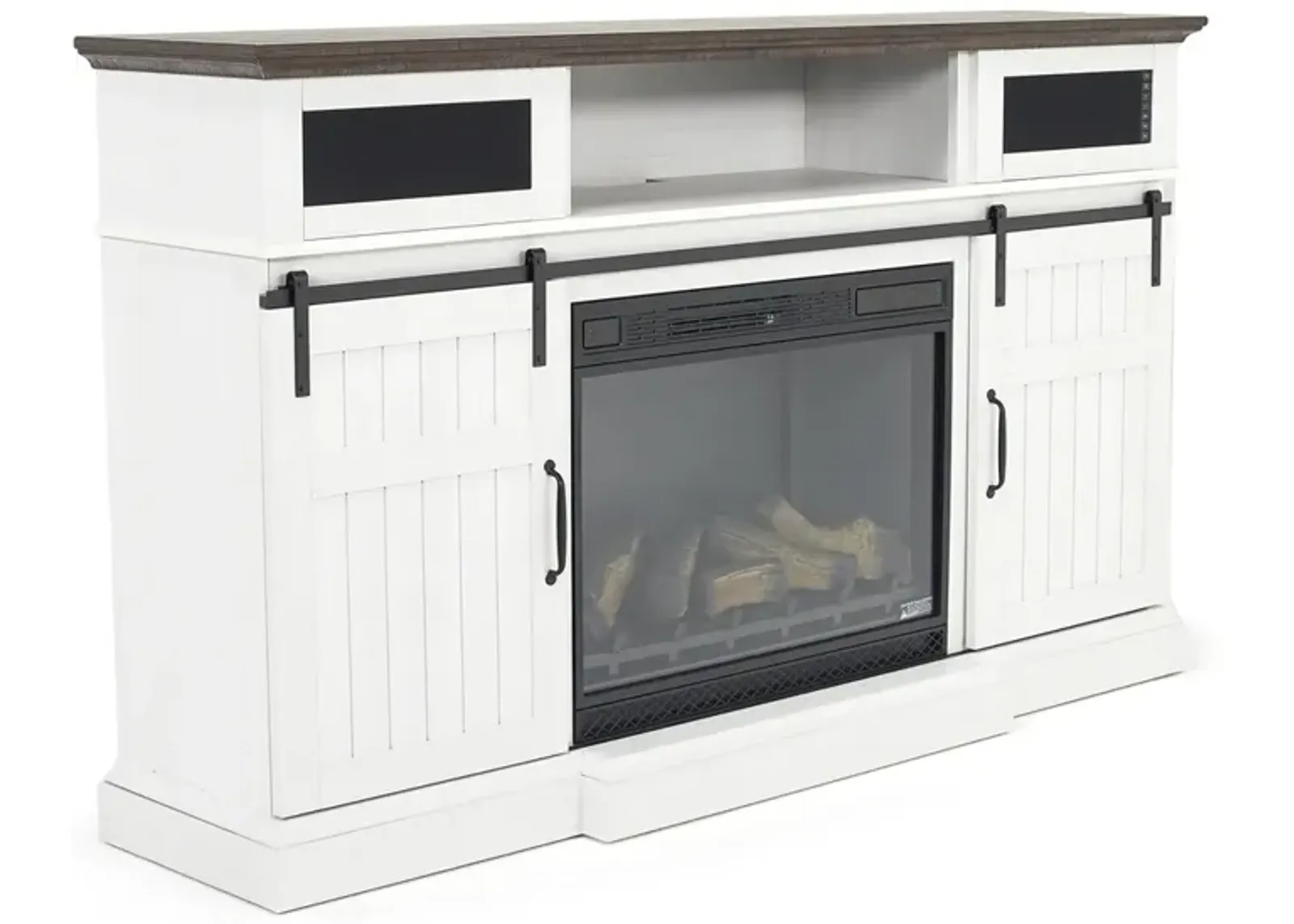 Manning Bluetooth Console w/ Fireplace Insert in White, 68 Inch