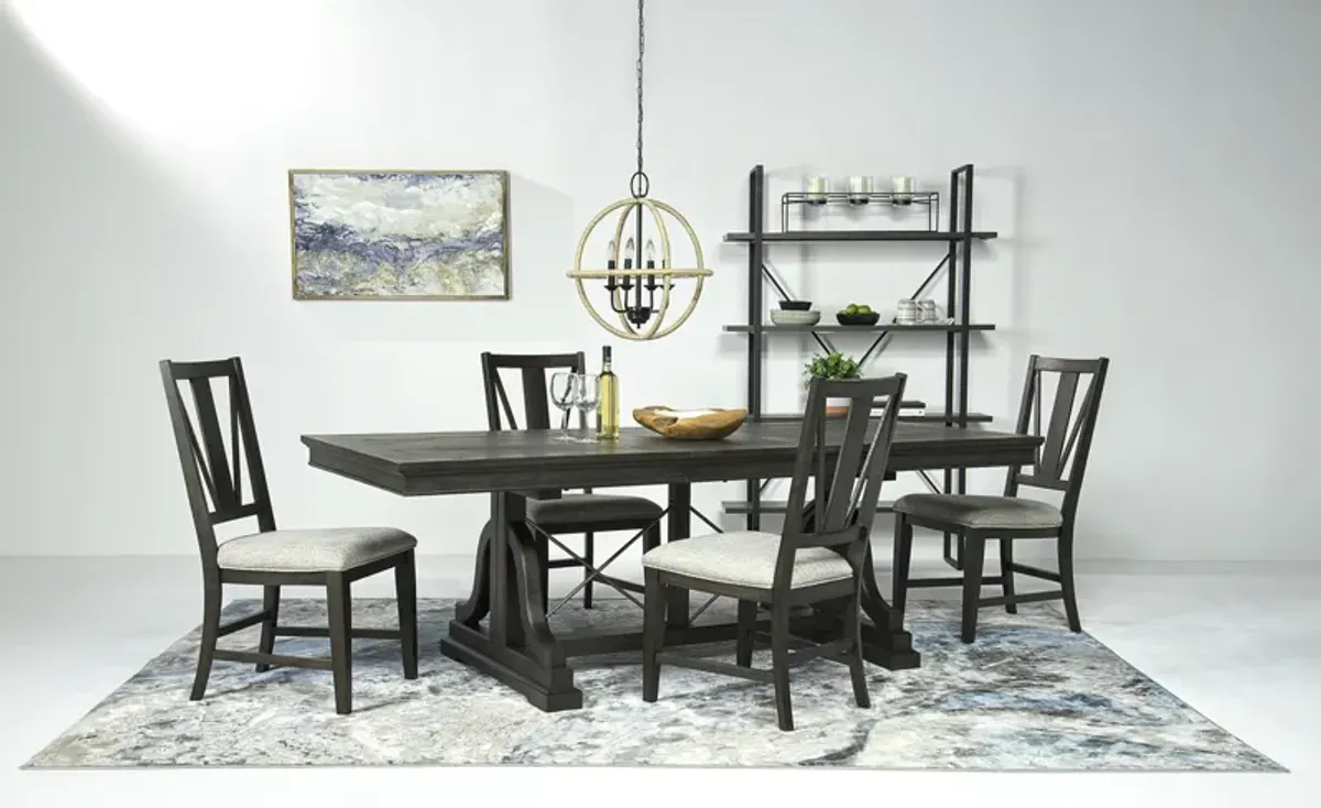 Bay Creek Extendable Dining Table & 4 V-Back Chairs in Graphite