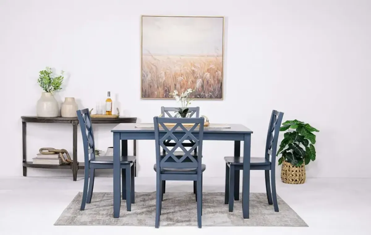 Trellis Dining Table & 4 Chairs in Blue